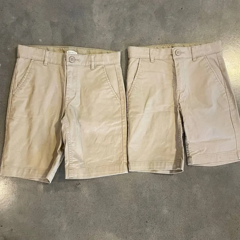 Old Navy Khaki classic chino cotton shorts bundle youth boys size 8 uniform
